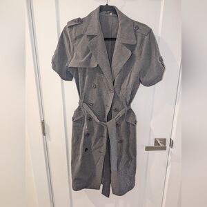 Spense Charcoal Double-Breasted Trench Coat Size 12